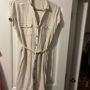 Old Navy Cream Button-Down Dress